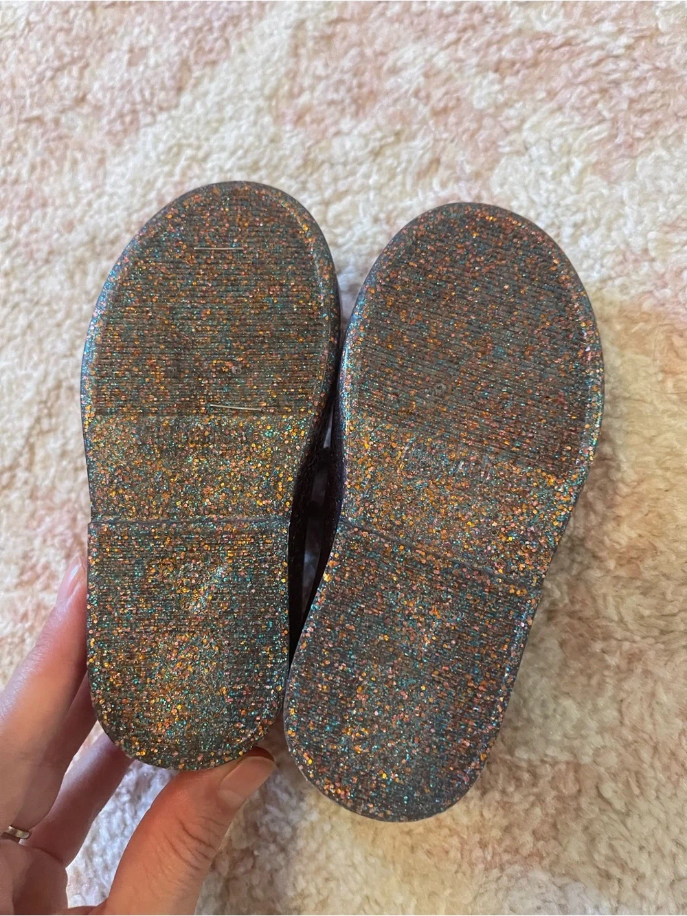 Mini Melissa Glitter Mary Janes with Pink Bow Accent